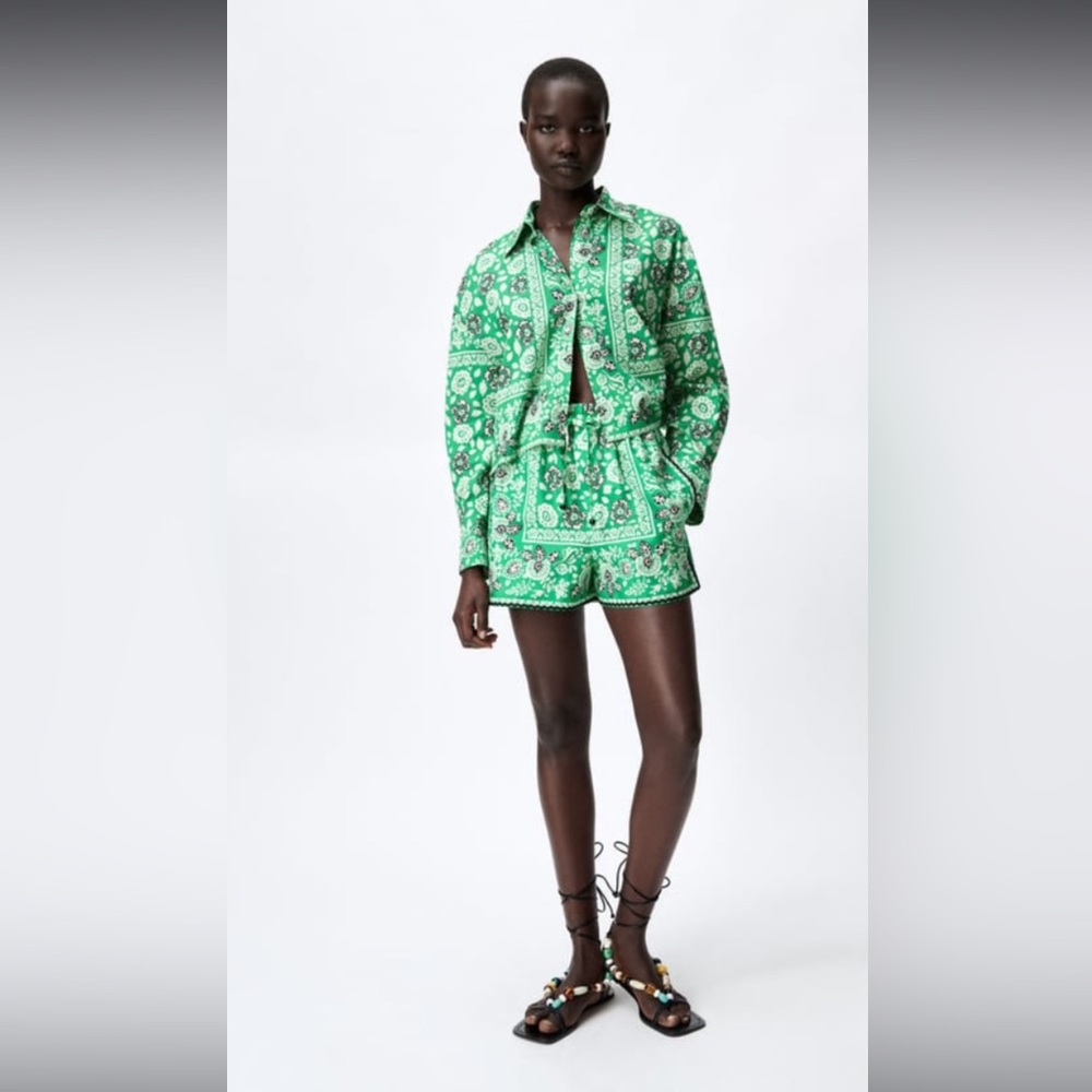 Green two piece short set